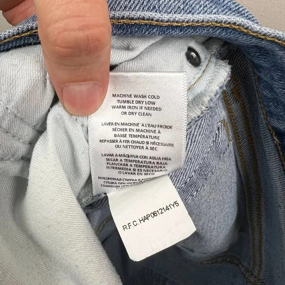 Redone High Rise Crop Straight Jeans Size 28 Light Wash Blue Denim Ankle - Picture 14 of 14